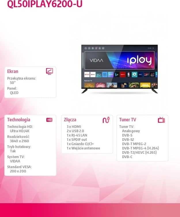 Televizor QLED Allview QL50IPLAY6200-U, 50 inç, Ultra HD/4K, Smart TV, i zi