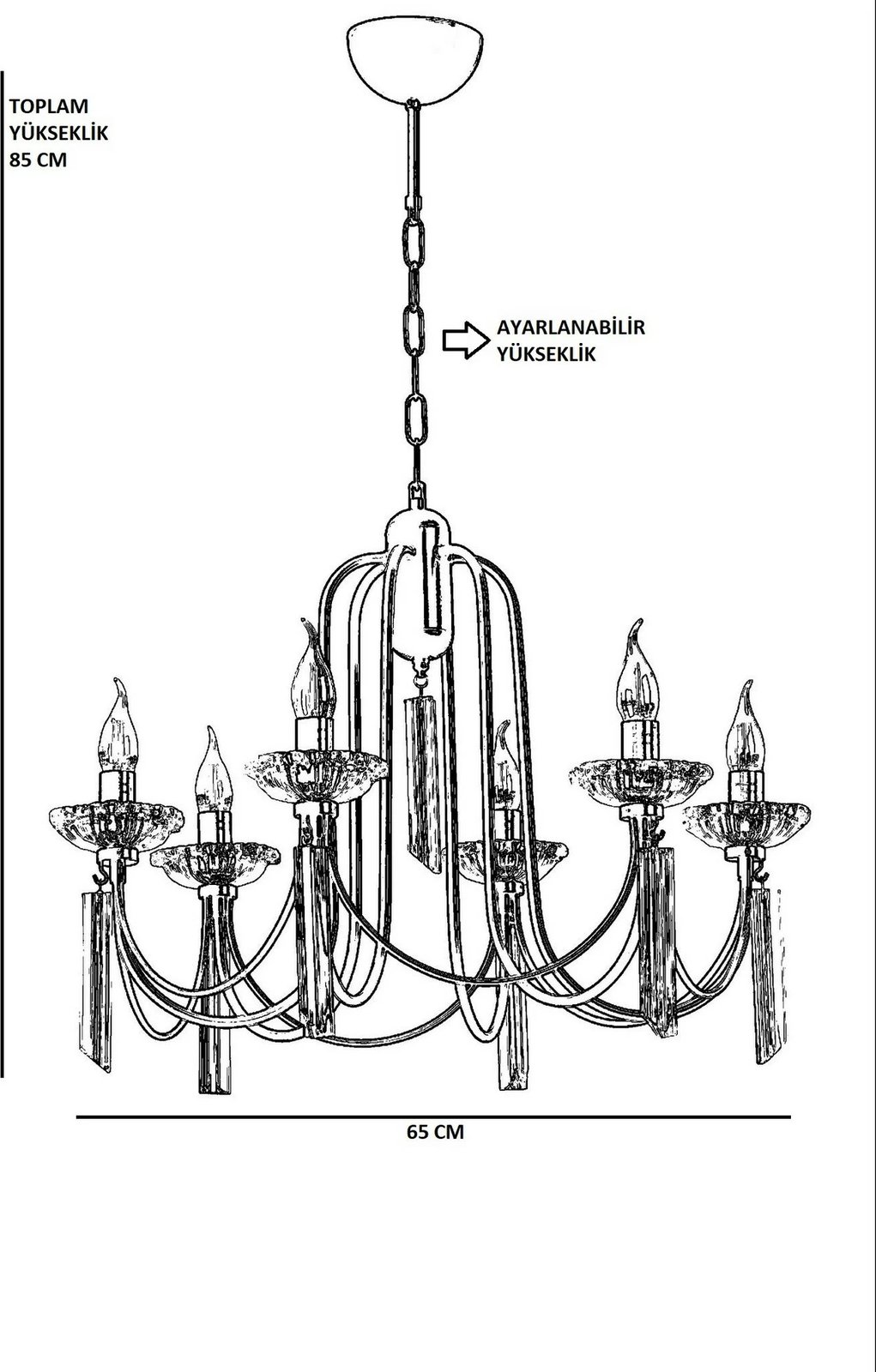 Avizë tavanore Opviq Kontes, 6 llampa, ngjyrë e zezë rustike