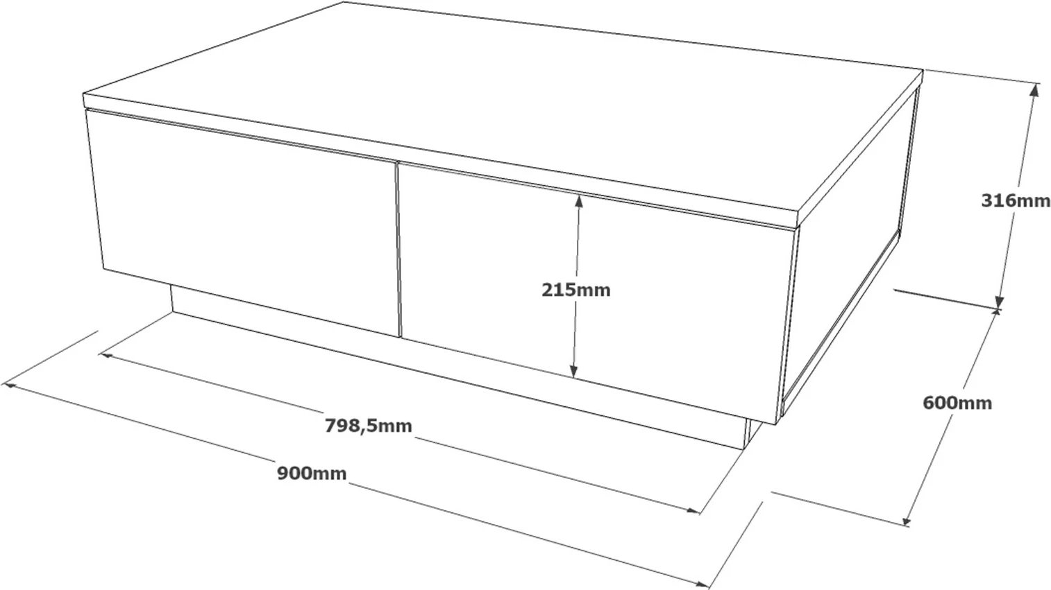 Tavolinë kafeje Skye Decor, ngjyrë argjendi dhe antracit, LV17-GT