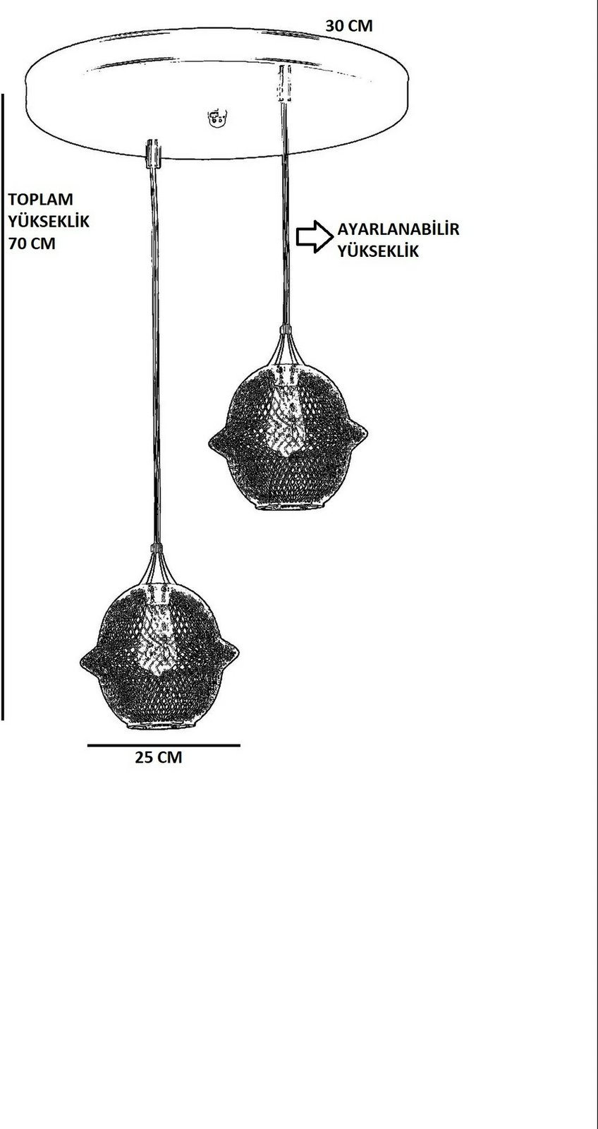 Llambë tavani Opviq Merkür 2 llampa, tepsi e zezë