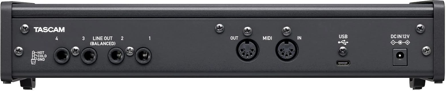 Audio interface TASCAM US-4X4HR, 4 hyrje XLR, USB, i zi