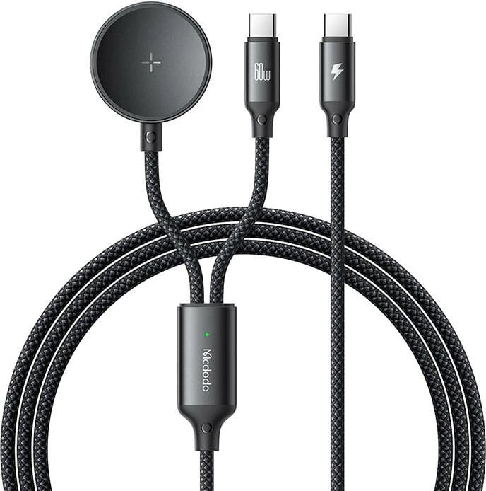 Kabllo 2-në-1 Mcdodo CA-4210 USB-C + karikues për Samsung Watch, 60W, 1.2m, e zezë
