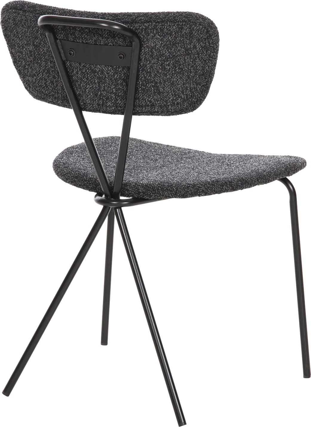 Karrige ngrënieje DORY, kornizë metalike e zezë, pëlhurë gri e errët, 48,5x61x76H cm., set prej 4 copash