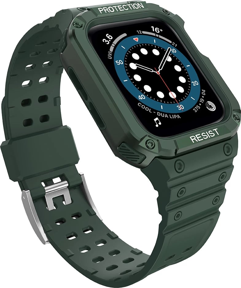 Rrip me kasë të blinduar për Apple Watch Hurtel Protect Strap Band, 41/40/38mm, e gjelbër