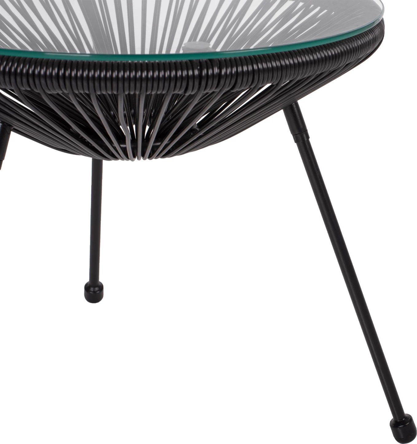 Tavolinë anësore profesionale Allegra, metal i zi dhe ratan i zi, FH5874.01, D47x45Hcm