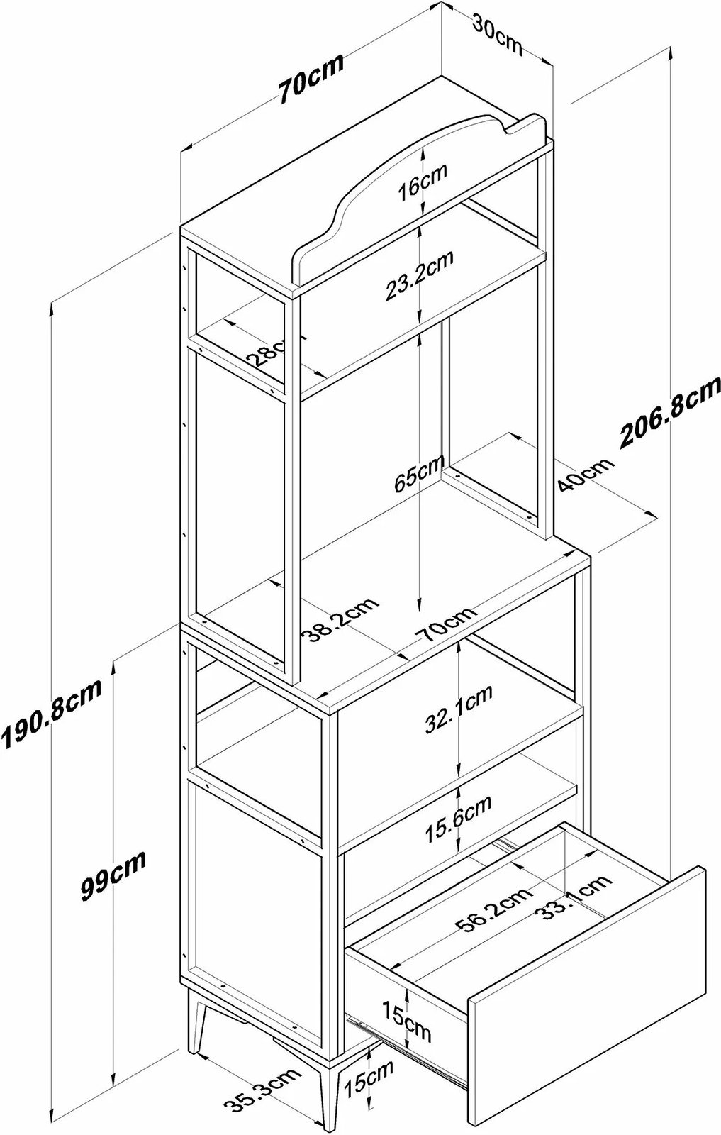 Dollap multifunksional Hanah Home, JE154 - 3130, ngjyrë arre