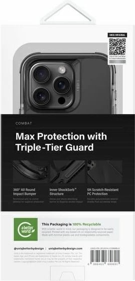 Mbështjellës UNIQ Combat MagClick Charging për iPhone 16 Pro 6.3", i zi