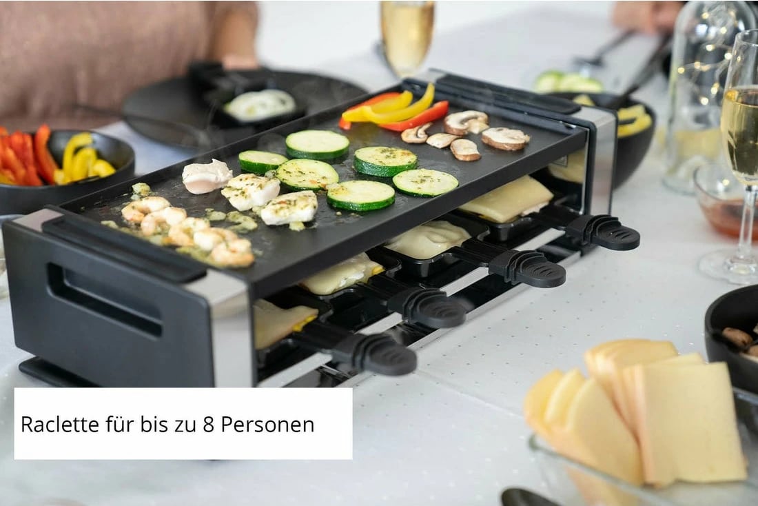 Raclette UNOLD 48730, 8 persona, plastikë, çelik inox, e zezë