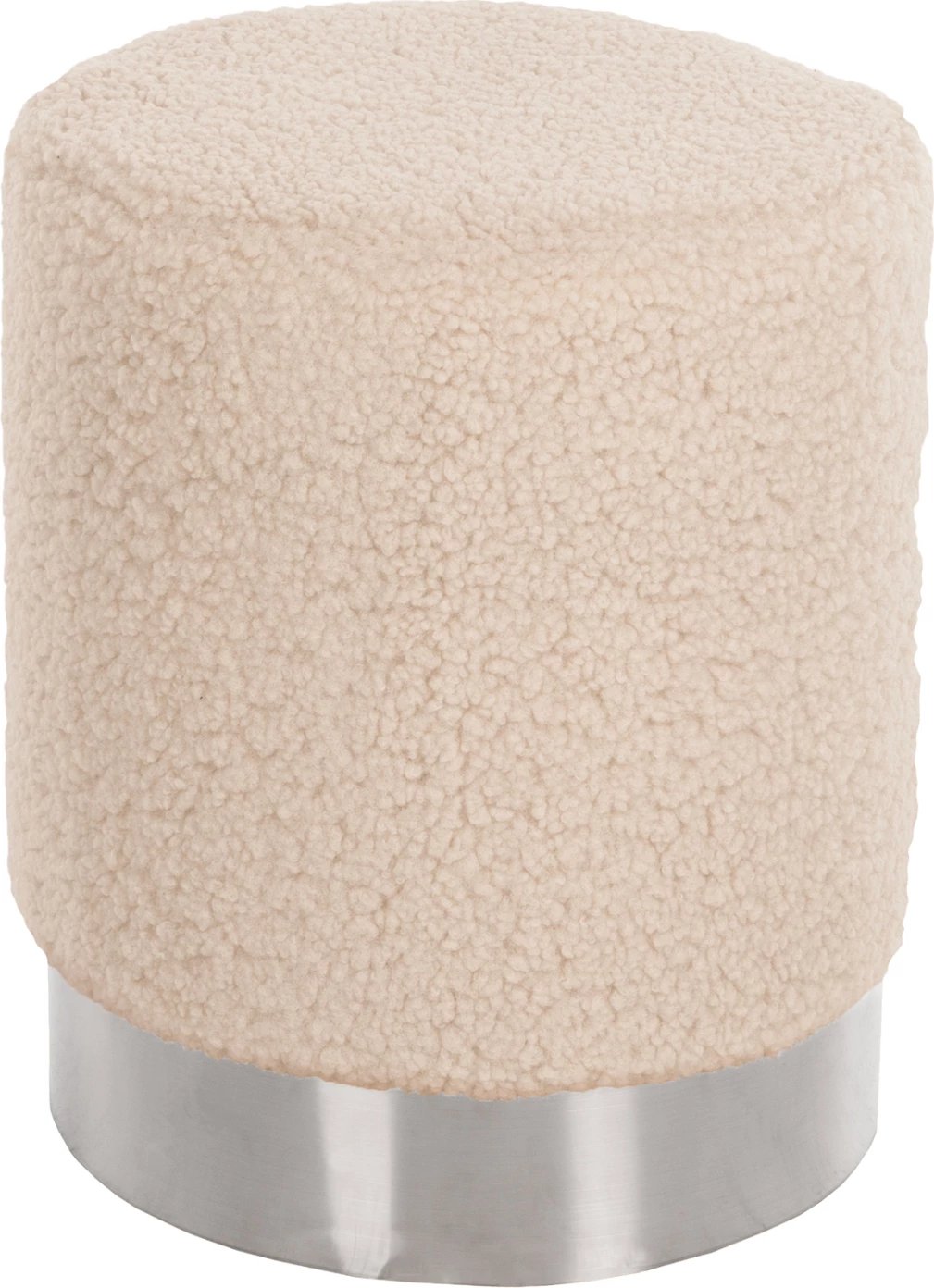 Karrige për bar LEVY FH8408.23, pëlhurë boucle, bazë argjendi, Φ35x42H cm