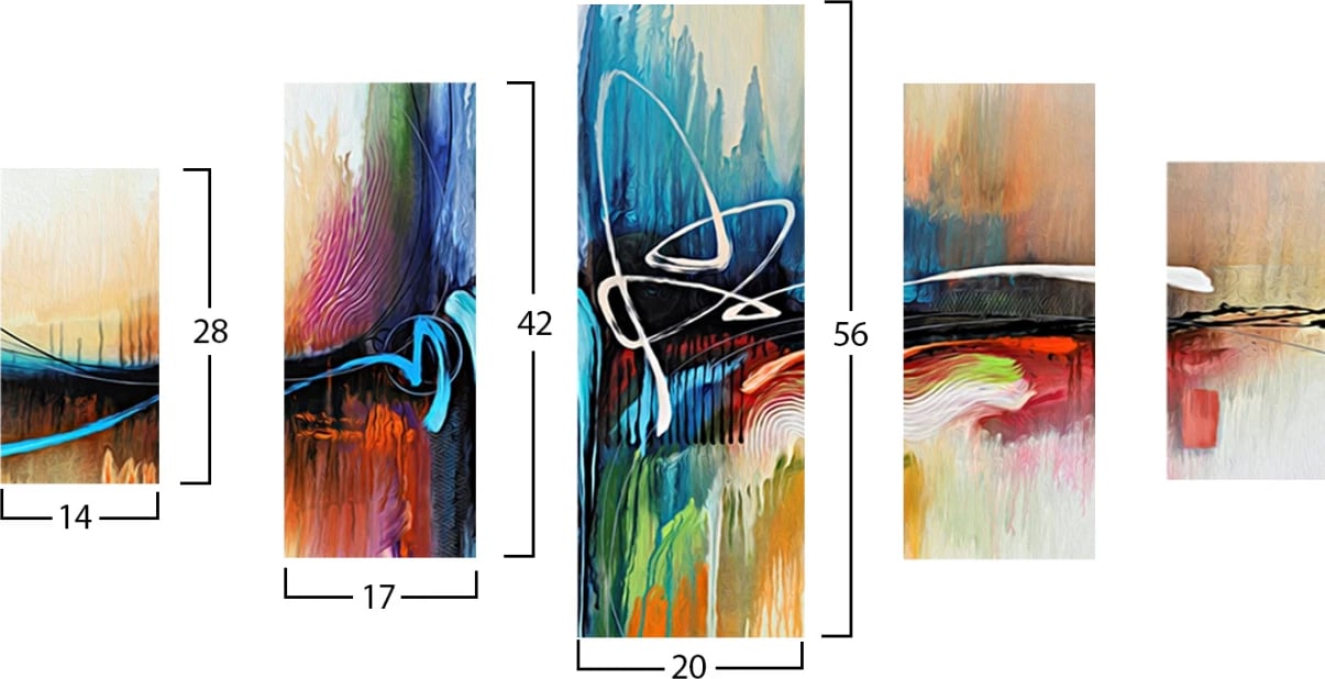 5 Piktura MDF me Ngjyra Abstrakte 82Χ56x3 FH7202.02