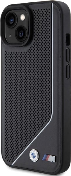 Mbështjellës BMW Perforated Twisted Line MagSafe për iPhone 15/14/13, i zi