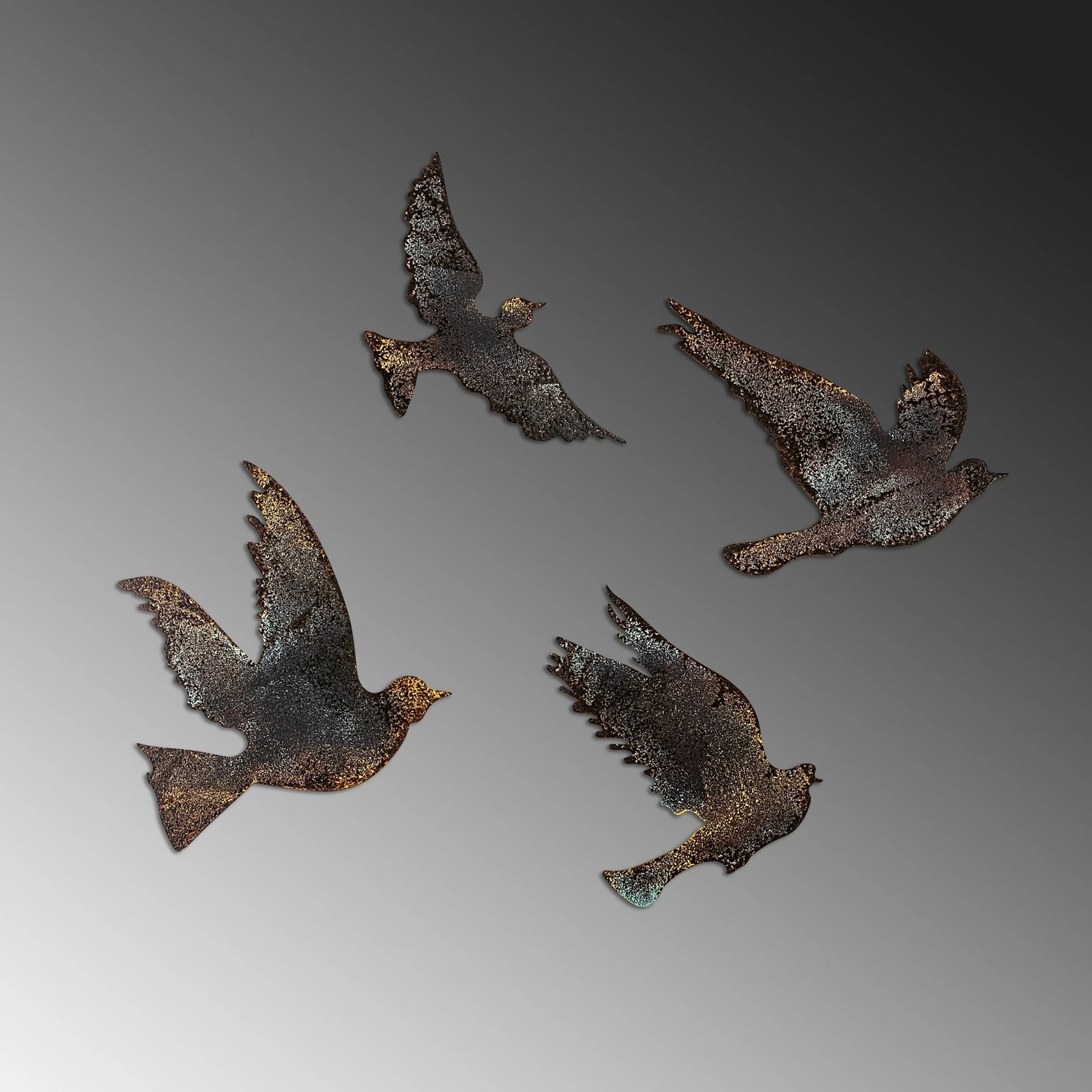 Aksesor dekorativ metalik për mur, Wallity, zogj, shumëngjyrësh