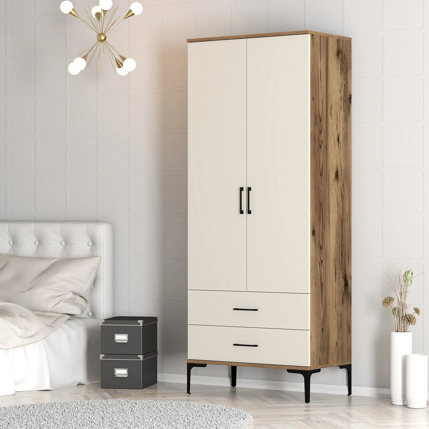 Dollap Hanah Home, Kumsal T, ngjyrë arre dhe krem