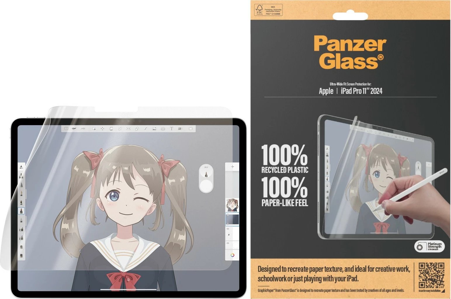 Mbrojtës ekrani PanzerGlass GraphicPaper për iPad Pro 11 2024, transparent