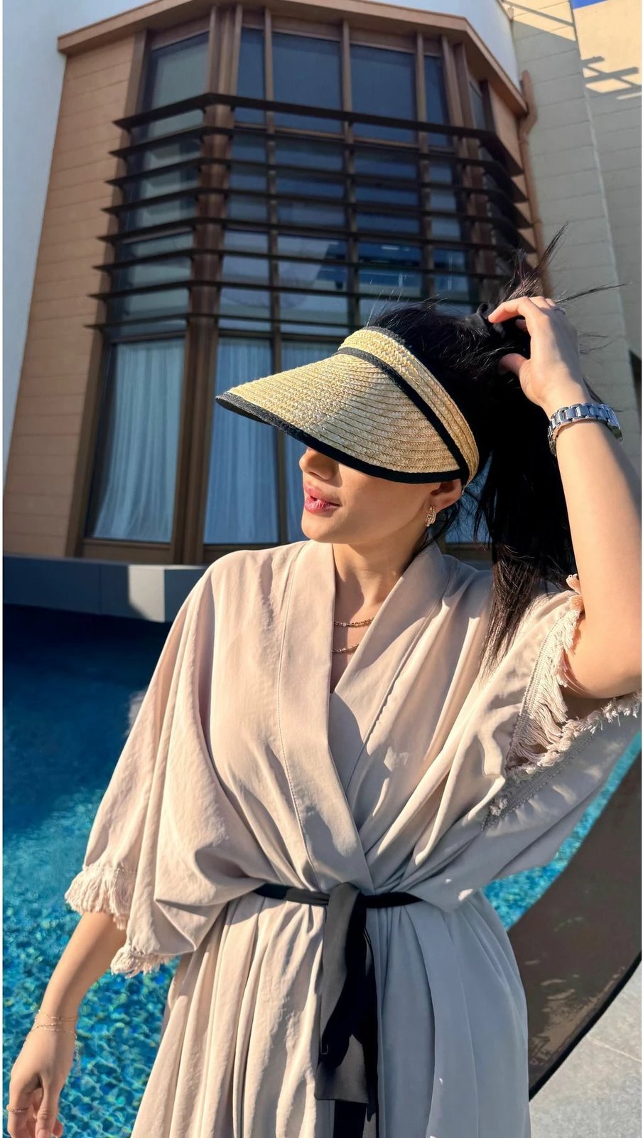 Kapelë verore për gra, ngjyrë bezhë, Jumeon, Hsr2106, 58 cm