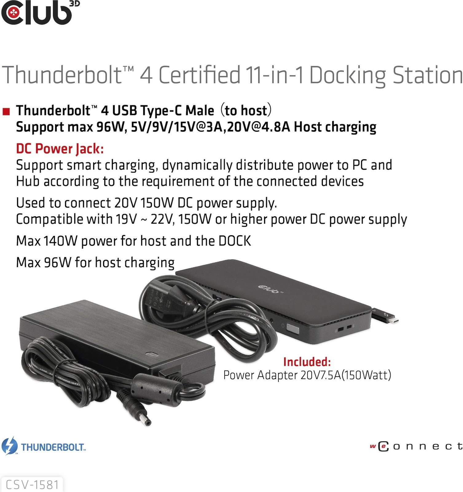Docking station Club3D Thunderbolt4 11-in-1, 140W, i zi