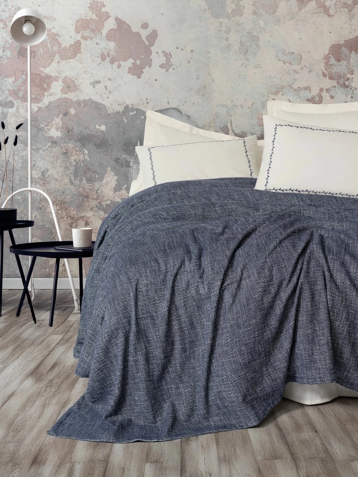 Set piké dopio, ngjyrë e kaltër e errët, Loom