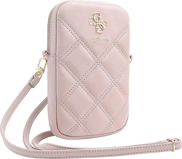Mbështjellës Guess Zip Quilted 4G për celular, Rozë