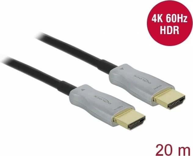 Kabllo HDMI optik DeLOCK 20m, 4K 60Hz, e zezë