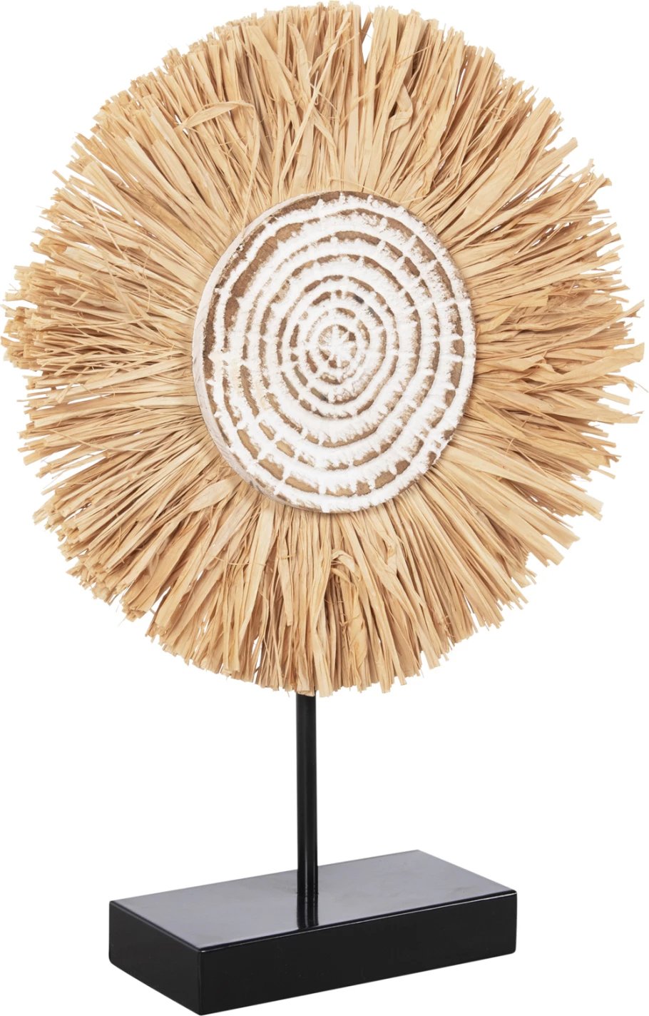 Dekor tavoline FH4224 fibra rafie në bazë druri natyrale-e zezë 18x9x43H cm