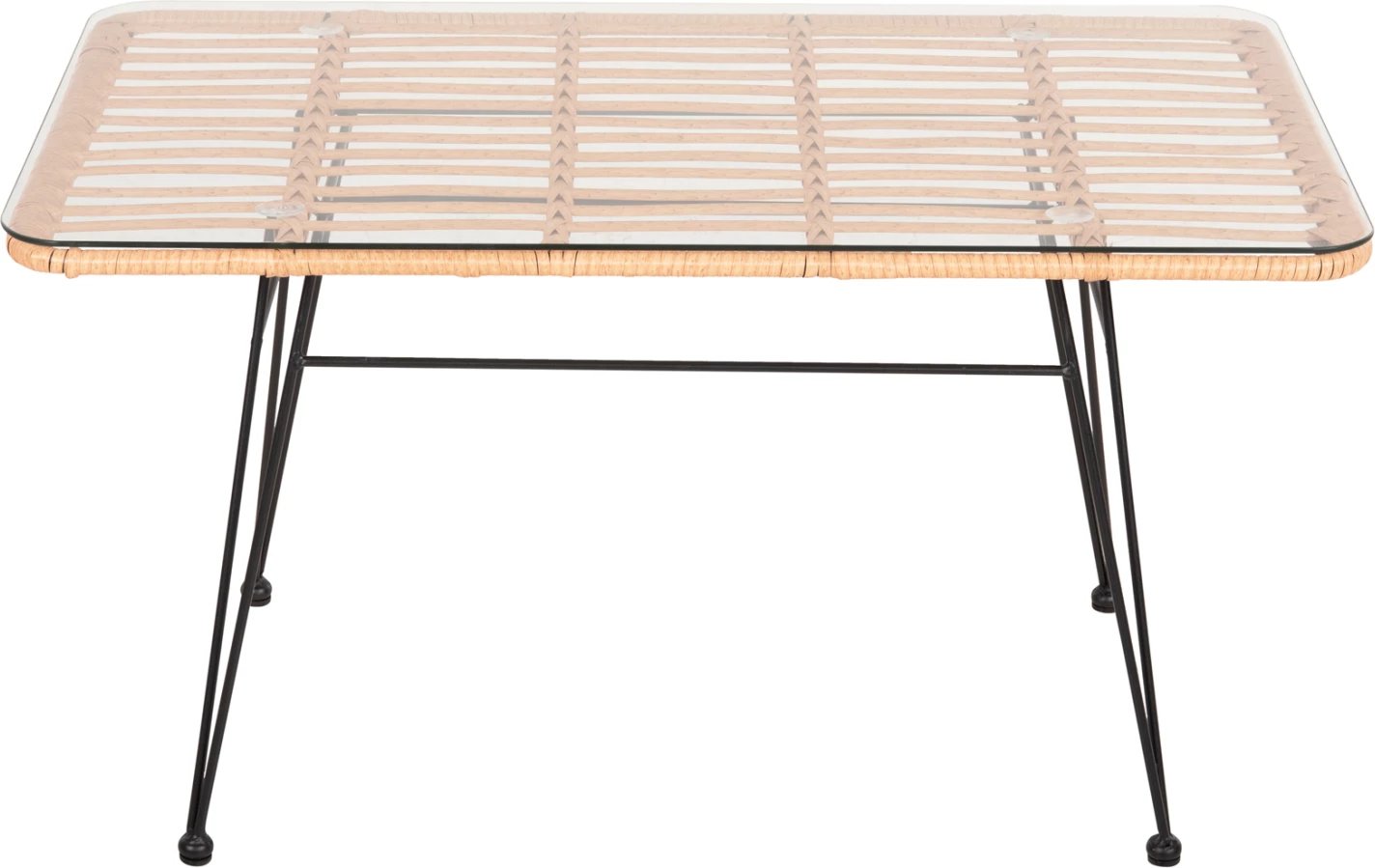 Tavolinë kafeje për jashtë ALLEGRA FH6076 metal i zi - rattan bezhë 95x55x51.5H cm