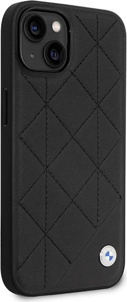 Mbështjellës BMW Leather Quilted për iPhone 14 6.1", i zi