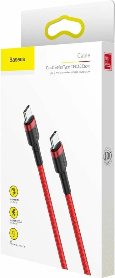 Kabllo USB-C në USB-C Baseus CATKLF-G09, 1m, 60W, e kuqe