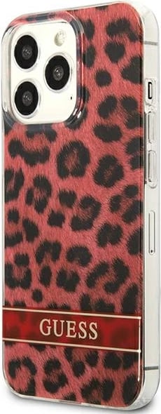 Mbështjellës Guess GUHCP13LHSLEOR për iPhone 13/13 Pro 6.1", hardcase, leopard, kuqe