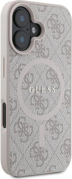 Mbështjellës Guess 4G Ring Classic Logo MagSafe për iPhone 16 Plus, Rozë