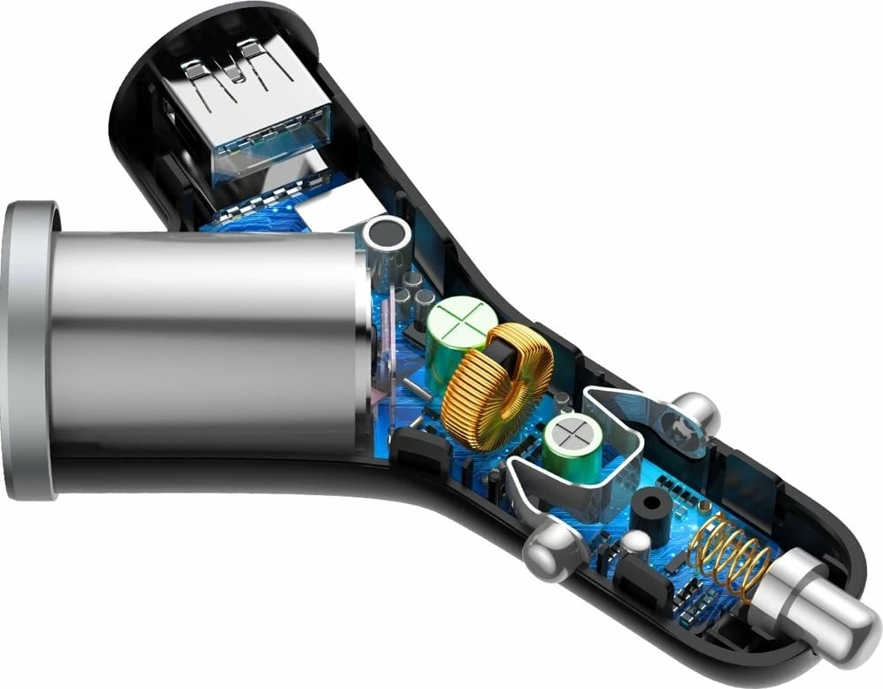 Karikues veture Baseus Y Type CCALL-YX01, 2x USB + prizë çakmaku, 3.4A, LED, i zi