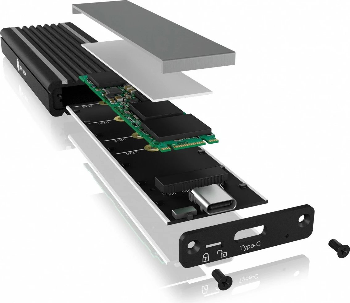Kasë IcyBox IB-1824ML-C31 për SSD M.2 NVMe, RGB, e zezë