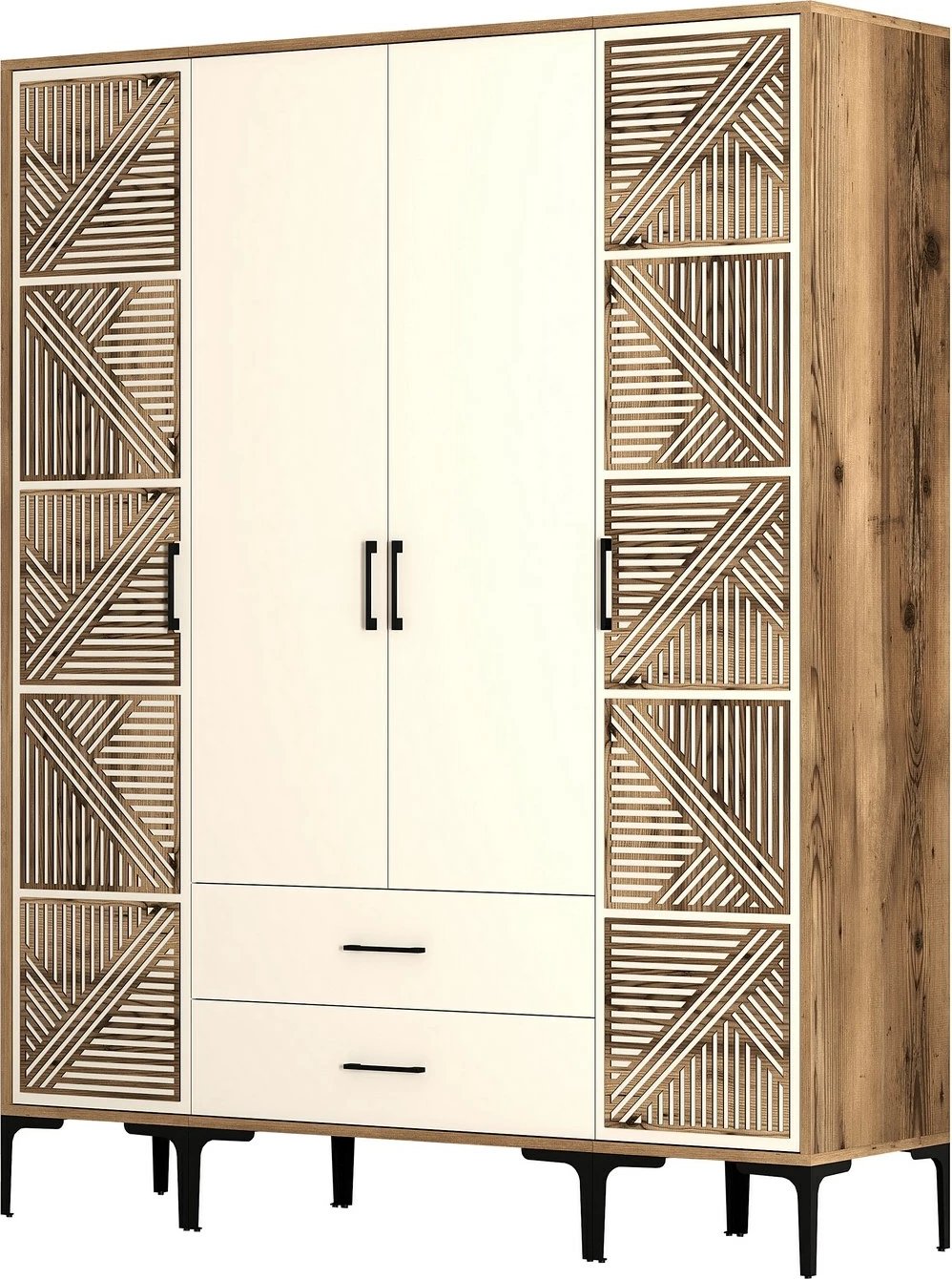 Dollap për dhomë gjumi, ngjyrë arre dhe krem, Skye Decor, Kumsal PTP