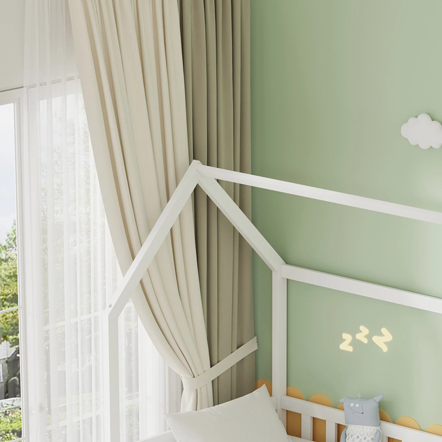 Krevat fëmijësh me krevat tërheqës dhe sirtarë, PHYLLIS FH723.03, dru pishe, ngjyrë e bardhë, 206x97x166cm