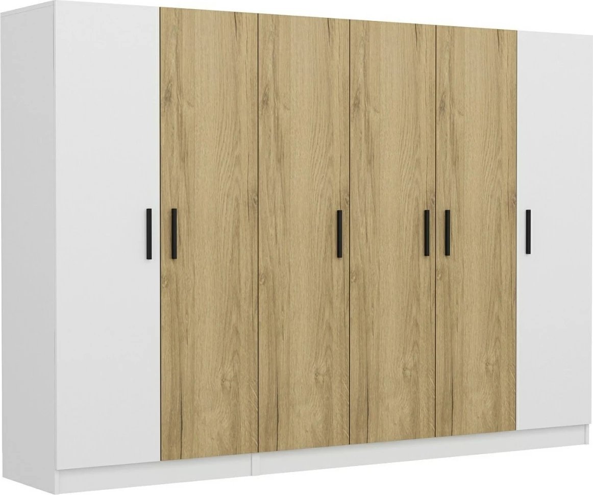 Dollap Skye Decor, Kale - 3111, i bardhë, me shumë rafte, 270x190x52cm