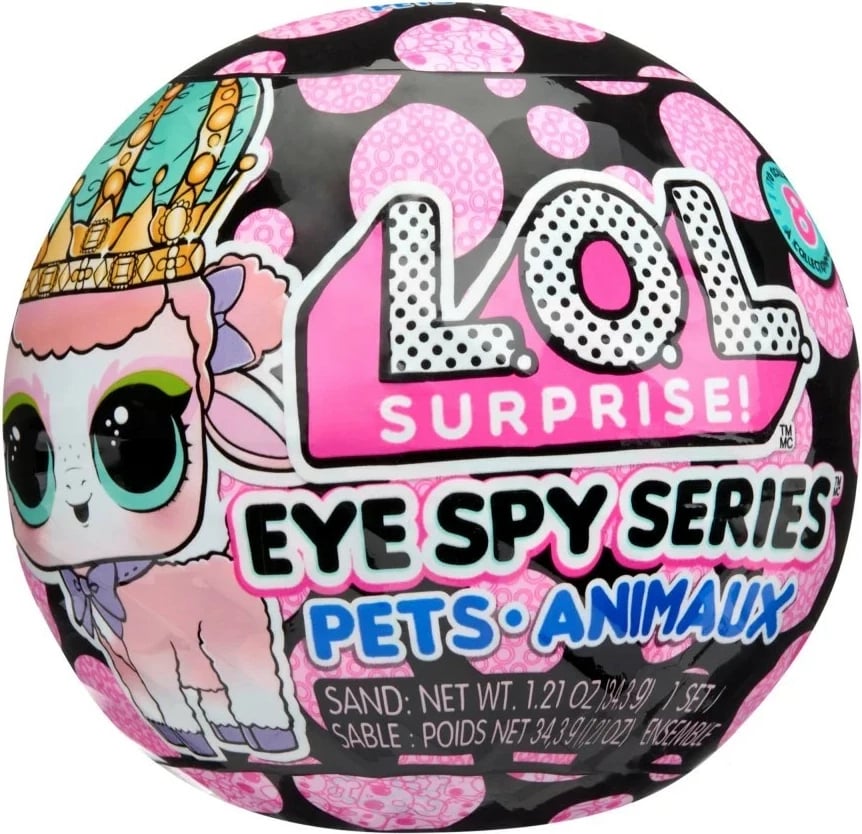 Lodër surprizë, L.O.L. Surprise, Eye Spy Pets 122296-EU, 15 surpriza, ndryshim ngjyre, 1 top