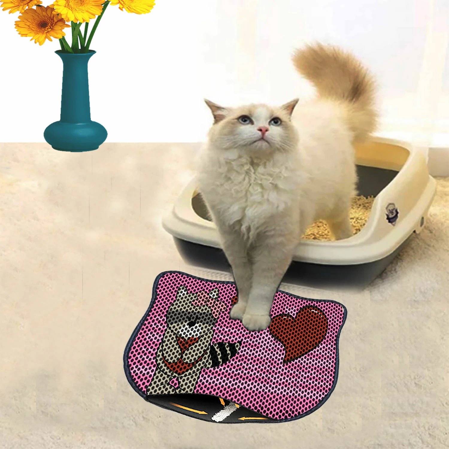 Tapet për rërë mace, shumëngjyrësh, Paws & Whiskers, Kdkafa0027, 40x50cm