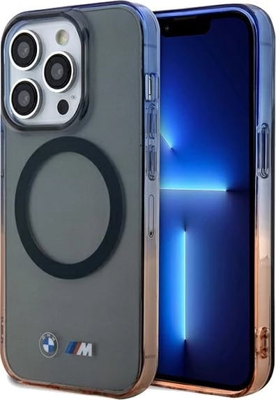 Mbështjellës BMW Gradient Bumper MagSafe për iPhone 15 Pro Max, gri-portokalli-kaltër Mbështjellës BMW Gradient Bumper MagSafe për iPhone 15 Pro Max, gri-portokalli-kaltër
