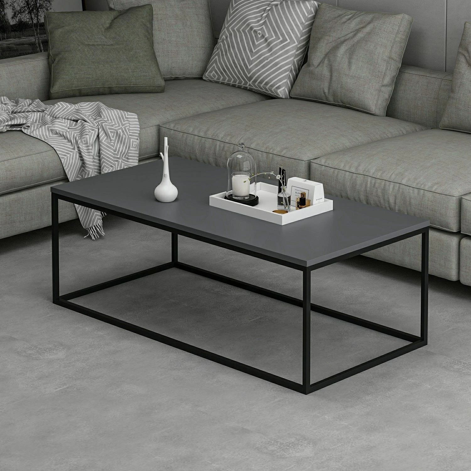 Tavolinë kafeje Skye Decor, ngjyrë antracit, Tiger