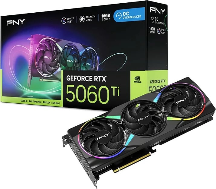Kartë grafike PNY GeForce RTX 5060 Ti, 16GB, RGB, VCG5060T16TFXXPB1-O