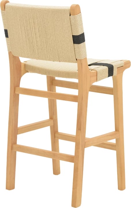 Karrige për bar Julien, dru gome natyral, litar natyral-zi, 45x46x95 cm