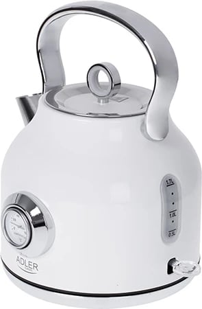 Çajnik elektrik, Adler AD 1346, 1.7L, STRIX, termometër analog, inox, 1850-2200W, bardhë
