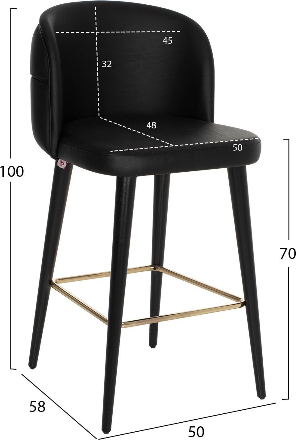 Karrige për bar profesionale MARCELLO FH9280.41 PU e zezë druri 50x58x100Hcm