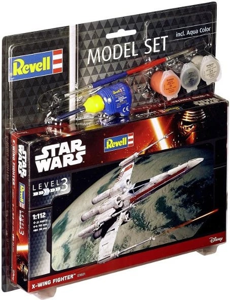 Model plastik Revell X-wing Fighter 1:112, set me ngjyra dhe ngjitës