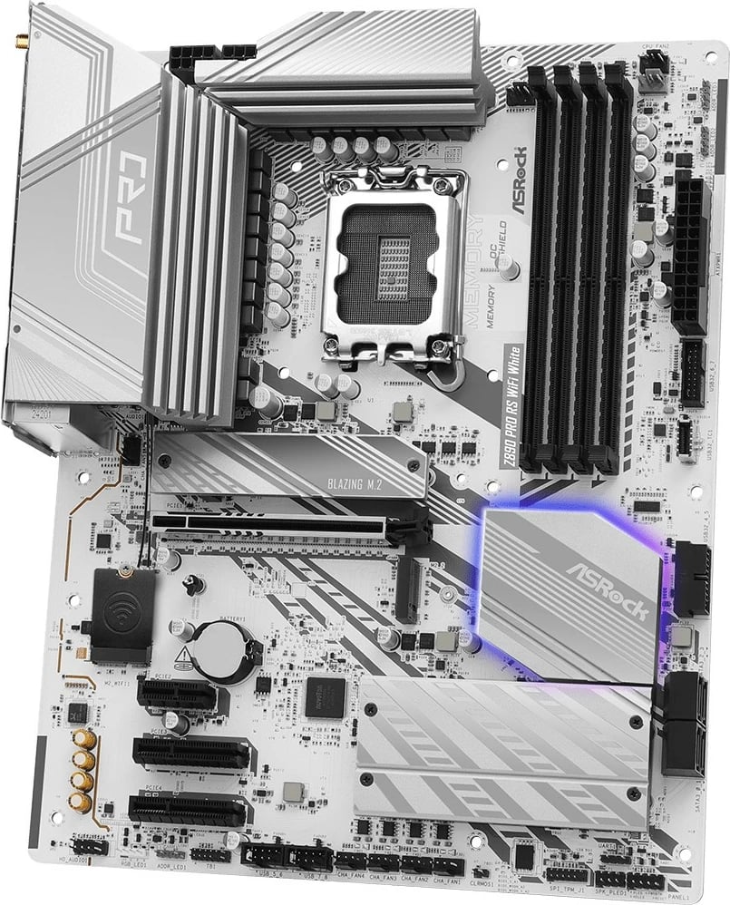 Pllakë amë ASRock Z890 PRO RS WiFi White LGA1851 DDR5 ATX PCIe 5.0 Thunderbolt 4 Wi‑Fi 6E e bardhë