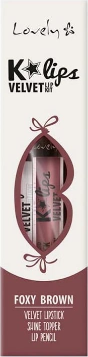 Set për buzë Lovely K*LIPS VELVET, Nr.  2 FOXY BROWN