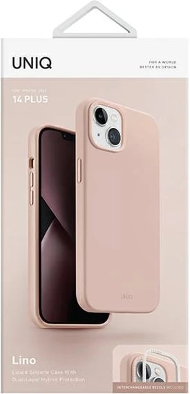 Mbështjellës UNIQ Lino për iPhone 14 Plus, Rozë