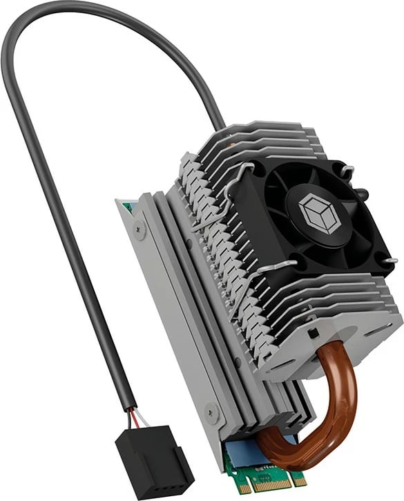 Heatsink SSD ICY BOX IB-M2HSF-705, 30mm fan, 8500 RPM, argjend