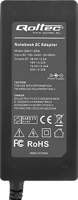 Adapter rryme Qoltec 50011, 65 W, e zezë