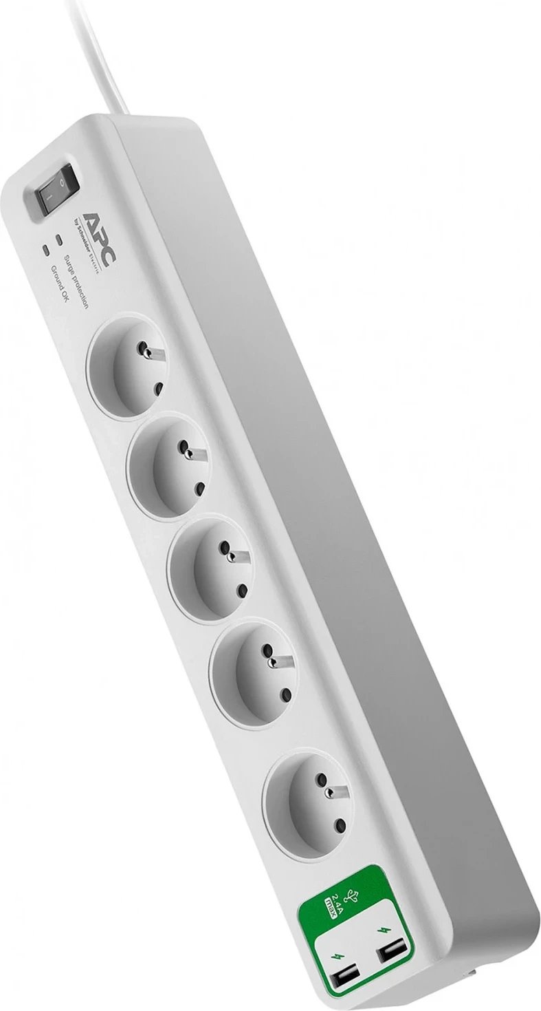 Kabllo vazhduese APC PM5U-FR,  5 priza, 1.83m, e bardhë 