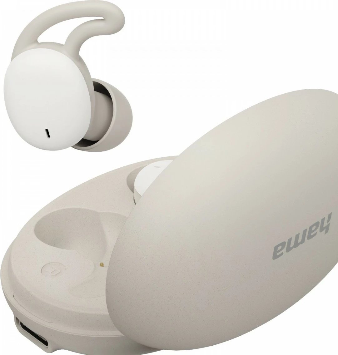 Kufje in-ear true wireless, Hama, Spirit Calm 184181, Bluetooth 5.3, me mikrofon, 4h/14h, USB-C, bardhë